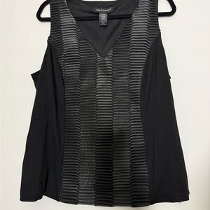 Ashley Stewart Black Textured V-Neck Sleeveless Camisole